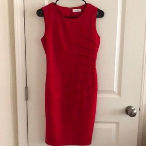 Red Calvin Klein dress.